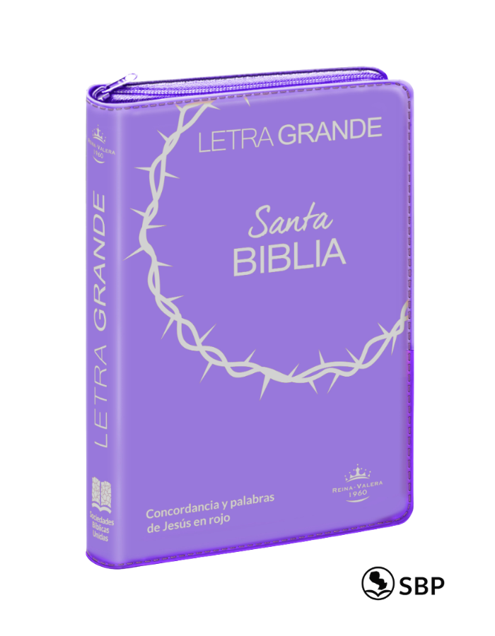 Santa Biblia Lila Letra Grande con Cierre