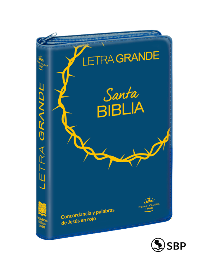 Santa Biblia Azul Letra Grande con Cierre