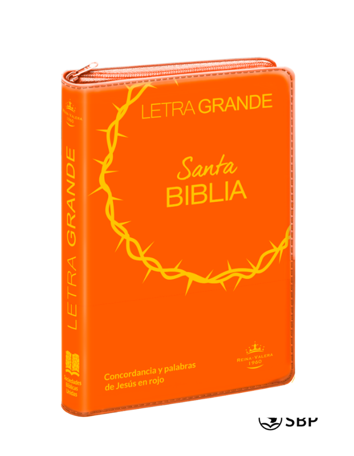 Santa Biblia Naranja Letra Grande con Cierre