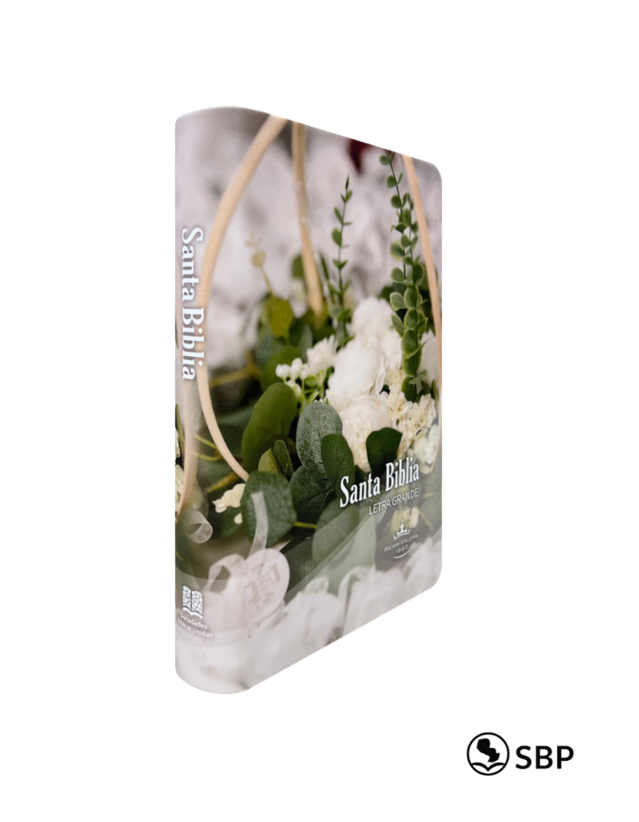 Santa Biblia Reina-Valera 1960 – Letra Grande | Diseño Floral Blanco y Verde