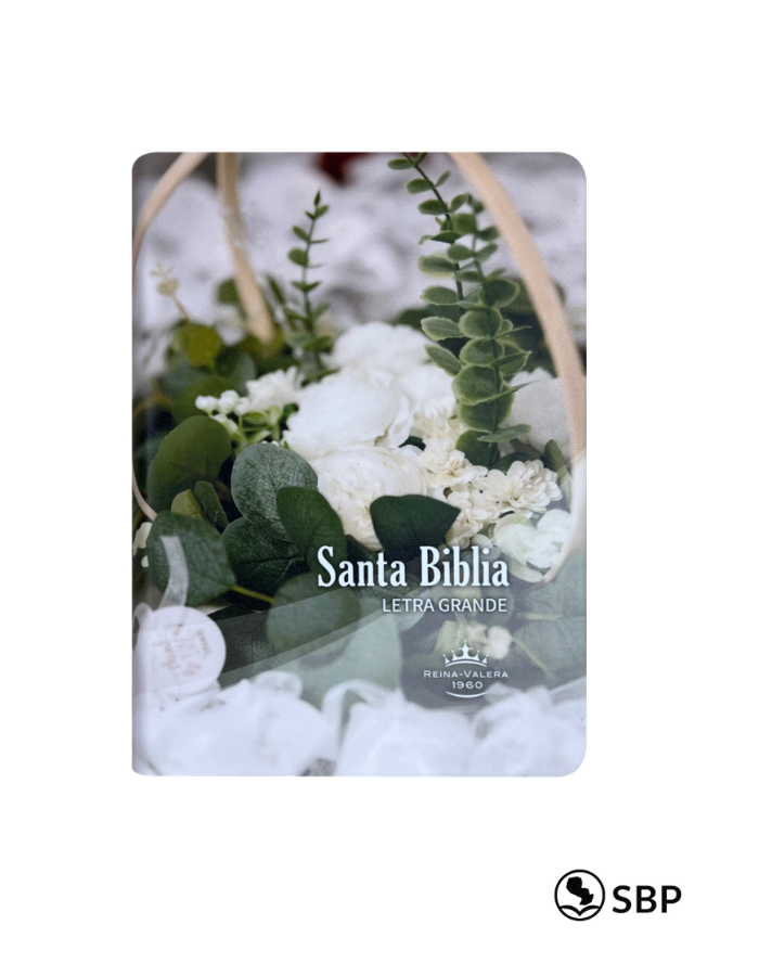 Santa Biblia Reina-Valera 1960 – Letra Grande | Diseño Floral Blanco y Verde