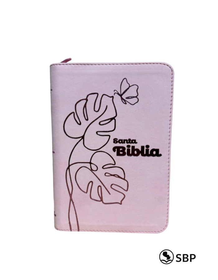 Biblia con cierre – Letra grande, rosa diseño femenino