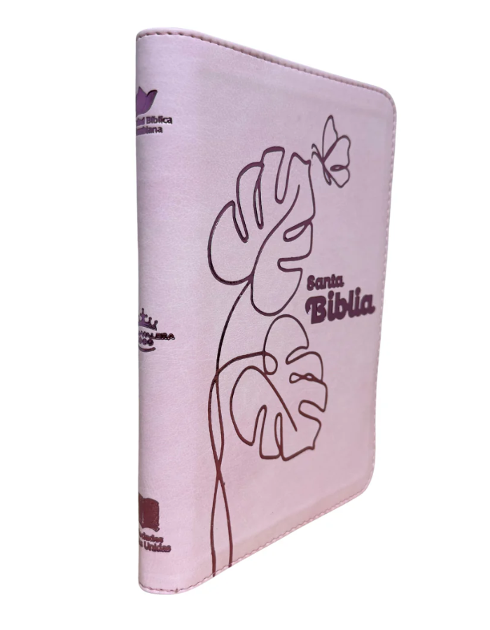 Biblia con cierre – Letra grande, rosa diseño femenino